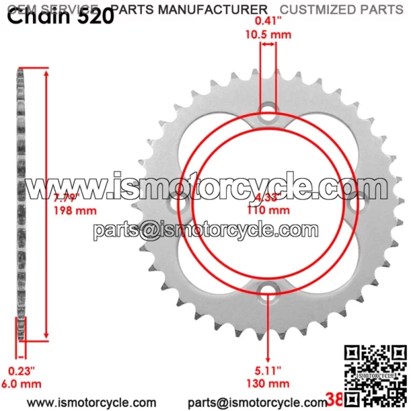 Rear Sprocket for Honda TRX450R TRX450ER 2006 2007 2008 2009 2010 2011 2012-2014 (For: Honda) - Image 2