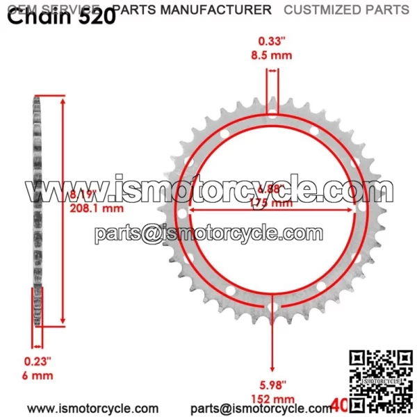 Front & Rear Sprockets Kit for Yamaha Blaster 200 YFS200 1988-2006 (For: Yamaha YFS200) - Image 3