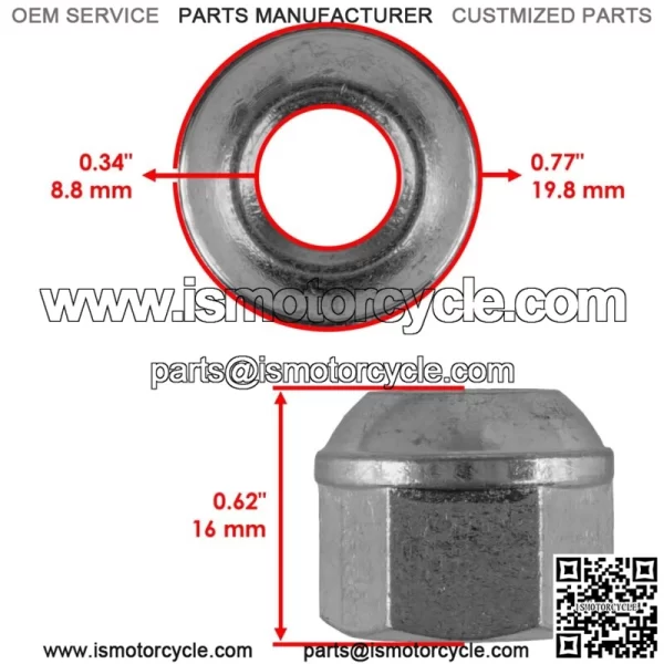 Front / Rear Wheel Nut for Honda FourTrax 300 1988-1997 / 90314-VM0-771 - Image 2