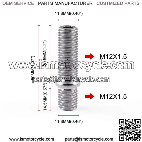 Short 50mm reverse bolt M12*1.5-M12*1.5 - Image 4