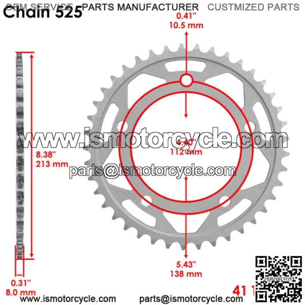94582-40114-00 2CR-25441-00-00 Drive Chain & Sprockets For Yamaha 525 Pitch 120 - Image 3