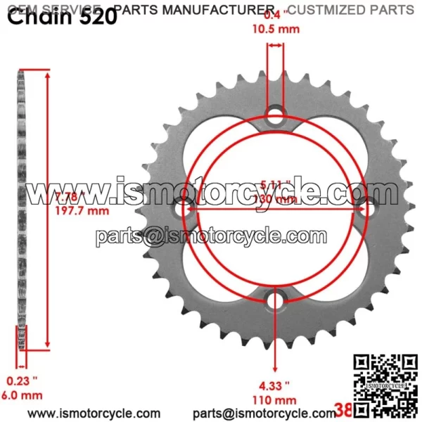 Black Drive Chain And Sprockets Kit for Honda TRX450R Sportrax 450 2X4 2004 05 (For: Honda) - Image 4