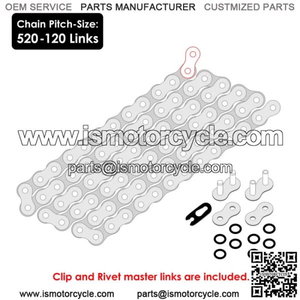 O-Ring Orange Drive Chain for Honda TRX450R 2004 2005 2006 2007 2008 (For: Honda) - Image 2