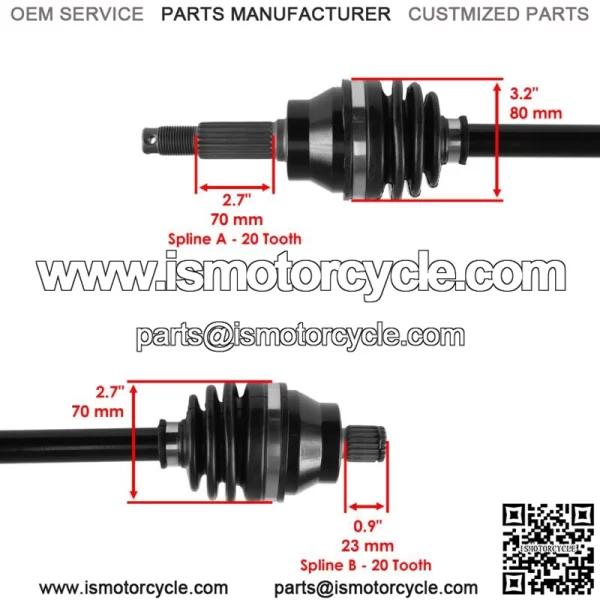 Rear Right And Left CV Joint Axles for Polaris Hawkeye 300 2X4 4X4 2006-2011 (For: Polaris) - Image 3