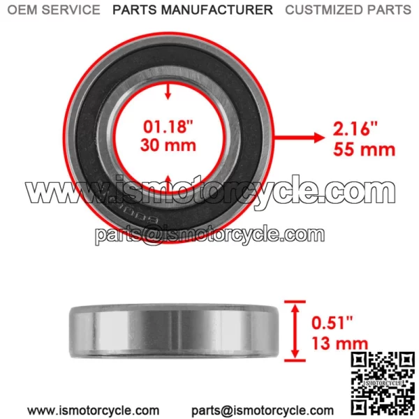 6006-2RDQE6 6006-2RS 60062RS Rubber Sealed Ball Bearings 30x55x13 mm - Image 2