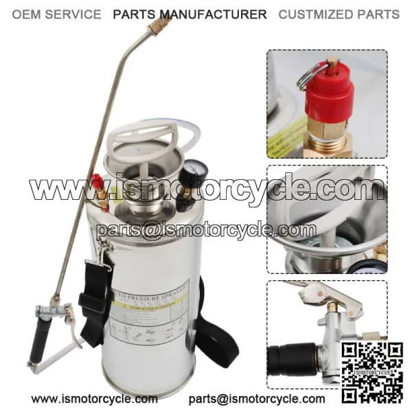 Stainless Steel Sprayer With Reinforced Hose Adjustable Nozzles 2 Gallon 8L - Image 3