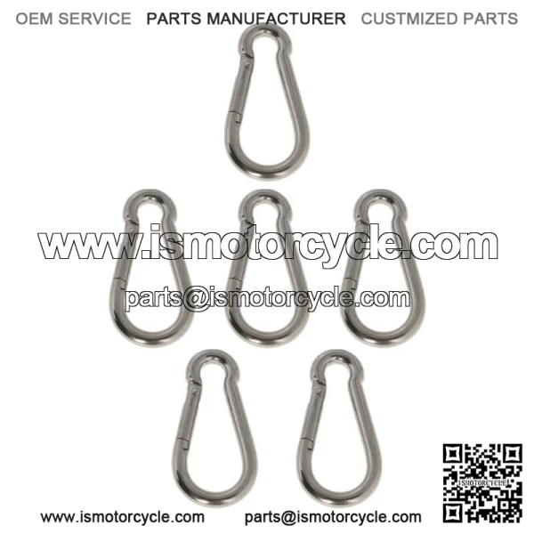 6 Set 264lbs Spring Snap Hook Carabiner 304 Stainless Steel Clips