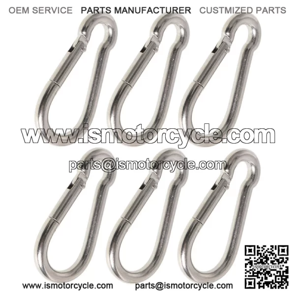 6 Set 264lbs Spring Snap Hook Carabiner 304 Stainless Steel Clips - Image 3