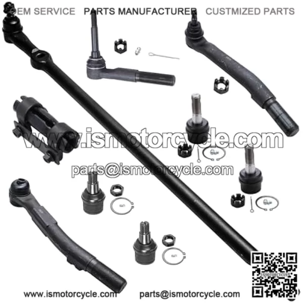 4WD Front 9pc Suspension Kit for 05-16 Ford F-250 F-350 Super Duty 4 Ball Joints 2 Outer Tie Rods 1 Outer Steering Tie Rod at Pitman Arm 1 Adjustment Sleeve 1 Center Link Replacement - Image 2