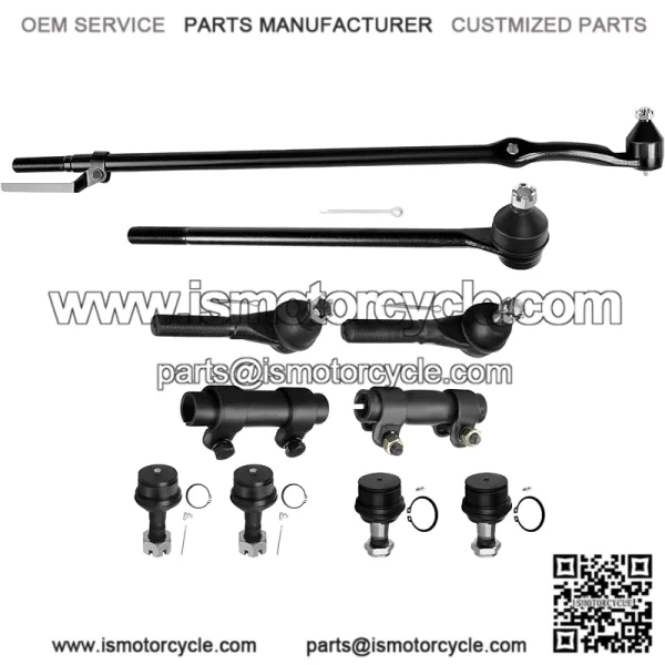 10pcs 4WD Front Suspension Kit Inner Tie Rod End Outer Tie Rod End Adjusting Sleeve Lower Ball Joint Upper Ball Joint Fit 1987-1996 For Ford For F-150 Bronco