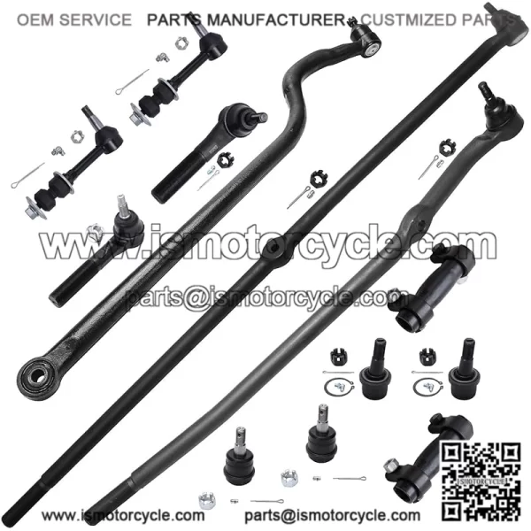 4WD Front 13pc Suspension Kit for 2000 2001 2002 Dodge Ram 2500 3500, 4 Upper & Lower Ball Joints, 4 Inner & Outer Tie Rods, 2 Sway Bars, 2 Adjusting Sleeves, 1 Track Bar, Replacement