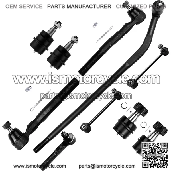 Suspension Assembly Front Inner And Outer Tie Rod Ends Front Upper And Lower Ball Joints Rear Sway Bar Links Drag Link for Jeep Wrangler 10pcs