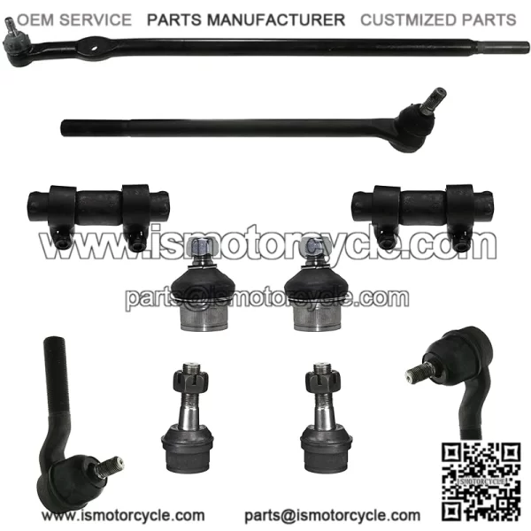 10 Pc Front Suspension Kit Drag Link For Ford F-250 1985 4WD/ F-250 1986-1994 4WD, Inner & Outer Tie Rod Ends, Adjusting Sleeves and Upper & Lower Ball Joints