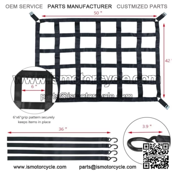 (42" x 50" ) Cargo Net Capacity 1100LBS Truck Bed Cargo Net With Cam Buckles - Image 2