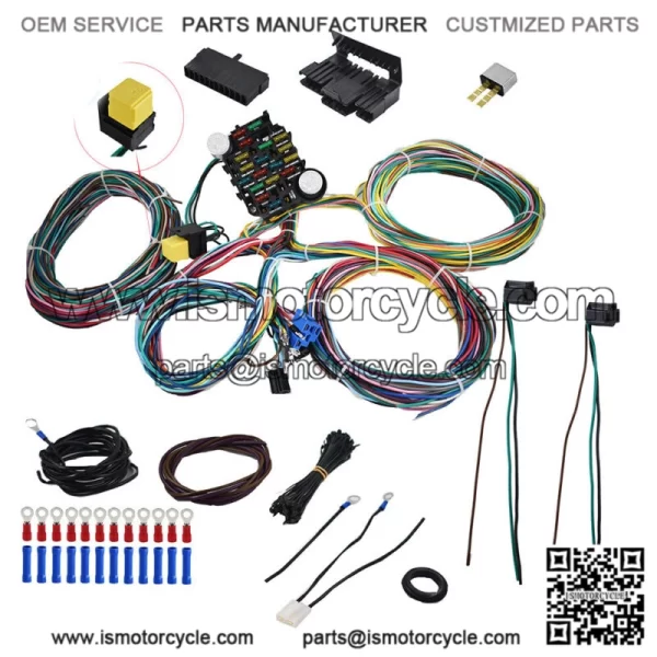 NEW 21Circuit Wiring Harness Universal X-long wires For Chevy Ford Hotrods