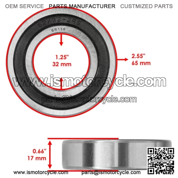 62/32-2RS 62/32 2RS 62/32-2RDQE6 Rubber Sealed Ball Bearings 32x65x17 - Image 2