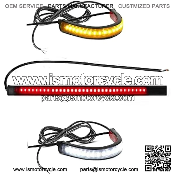 Flexible Universal LED Strip Turn Signals Brake Tail Lights, 12V Motorcycle Front Fork Running Lights for Harley Heritige, Kawasaki, Dirt Bike, Cafe Racer, ATV