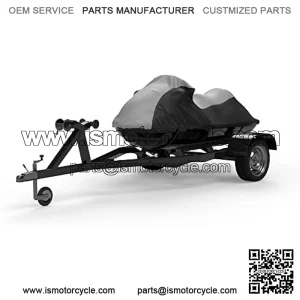 Weatherproof Jet Ski Cover Compatible with 2009-2016 Yamaha Wave Runner FZR - Gray/Black Color - Trailerable - Protects from Rain, Sun, and More! Includes Trailer Straps and Bag