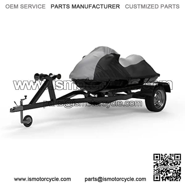 Weatherproof Jet Ski Cover Compatible with 2009-2016 Yamaha Wave Runner FZR - Gray/Black Color - Trailerable - Protects from Rain, Sun, and More! Includes Trailer Straps and Bag