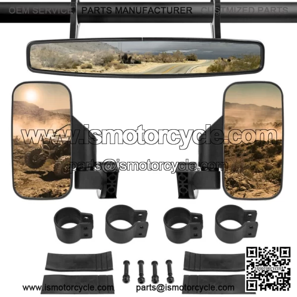 1.75" Side & Rear View Mirrors Set For Polaris RZR 800 XP1000 900 Yamaha UTV USA For: More than one vehicle - Image 2