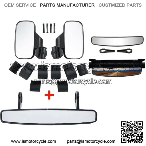 1.75" Rear & Side View Mirrors Set For UTV Rhino Polaris Ranger Kawasaki Gator For: More than one vehicle