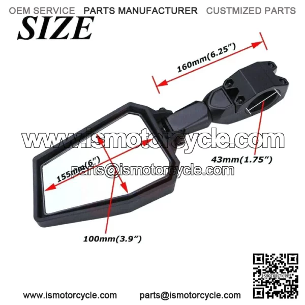UTV Adjustable Rear View Mirrors 1.75" Bar For Polaris RZR Ranger 800 900 1000 For: More than one vehicle - Image 3