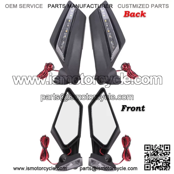 Rear Racing Side Mirrors LED Light For Can Am Maverick X3 Max Turbo R 2017-2023 For: More than one vehicle - Image 2