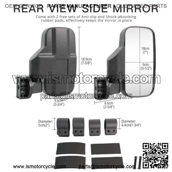 UTV 1.75" -2" Roll Bar Rearview Side Mirrors For Kawasaki Teryx KRX 1000 750 800 For: More than one vehicle - Image 3