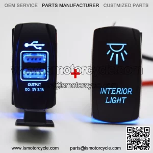 OUTPUT 5V 3.1A USB Power Charger+"INTERIOR LIGHT" UTV Dash Rocker Toggle Switch For: More than one vehicle