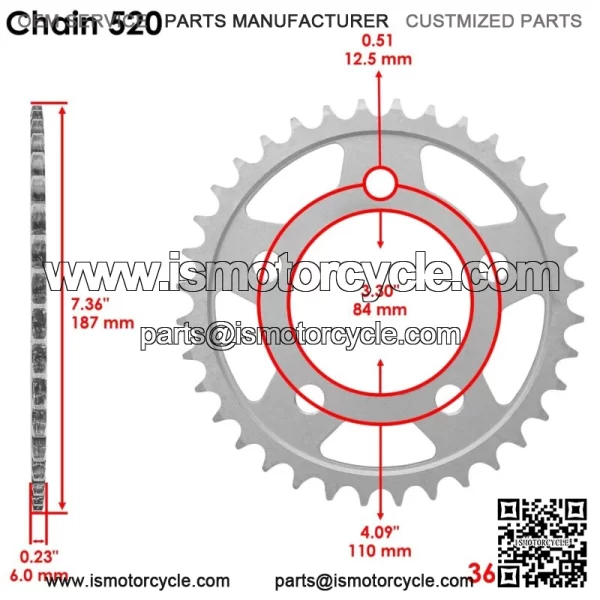 Front Rear Drive Chain Sprocket for Husaberg FC350 1996 / FC400 1996 - Image 3