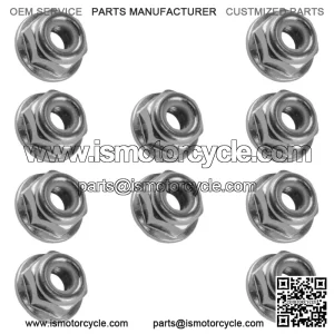 10x Flanged Nylok Nut For Polaris 7542153 1/4-20 For: Polaris Sportsman 570
