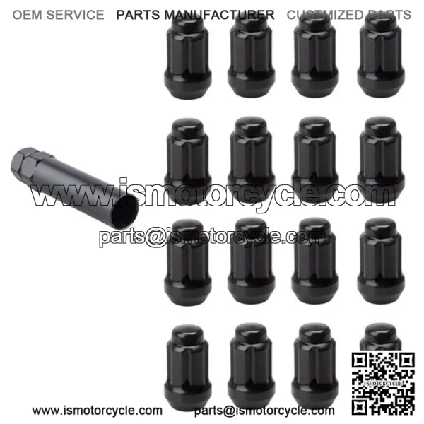 Set Tusk Tapered Spline Drive Lug Nut 12mm x 1.25mm Thread Pitch Black 16+key For: More than one vehicle