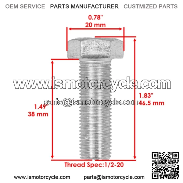 Hex Bolt Screw with Washer For 1/2-20 x 1 1/2 Grade 8 Fine Thtaad Zinc Plated - Image 2