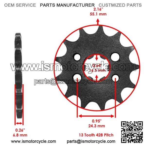 Drive Chain & Sprocket for Honda CRF125F 2014-2021 23801-HF7-000 23801-K28-910 - Image 2