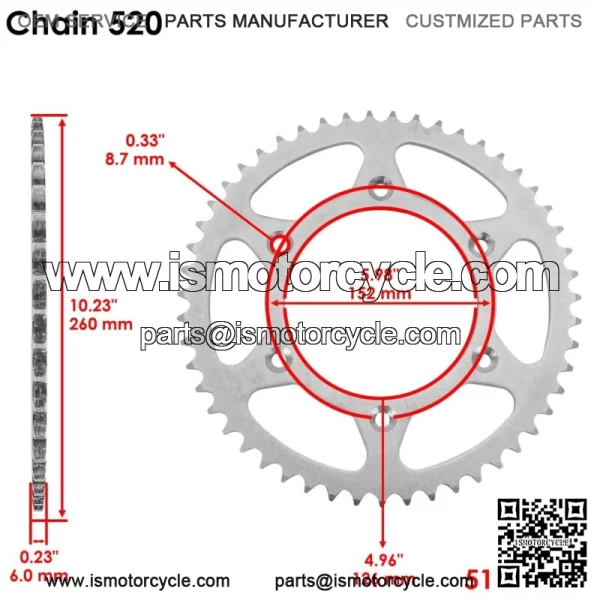 Drive Chain & Sprockets for Honda CRF450L 2019-2020 40530-KA3-831 40530-KA4-733 - Image 3