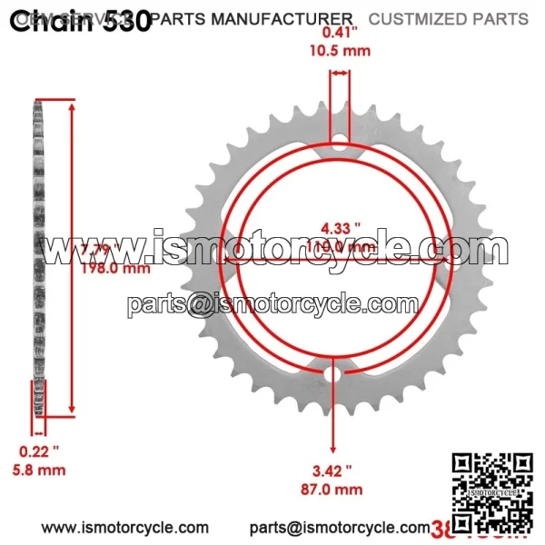 Blue Drive Chain And Sprockets Kit for Yamaha YFZ450 YFZ450V 2004-2013 - Image 3