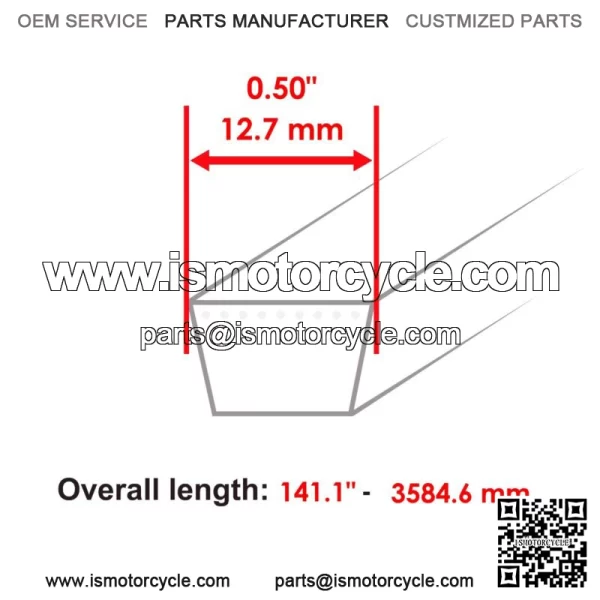 1/2 x 141 1/8" Deck Belt for  Time Cutter ZS5000 SS5000 SS5060 w/ 50" Deck - Image 2