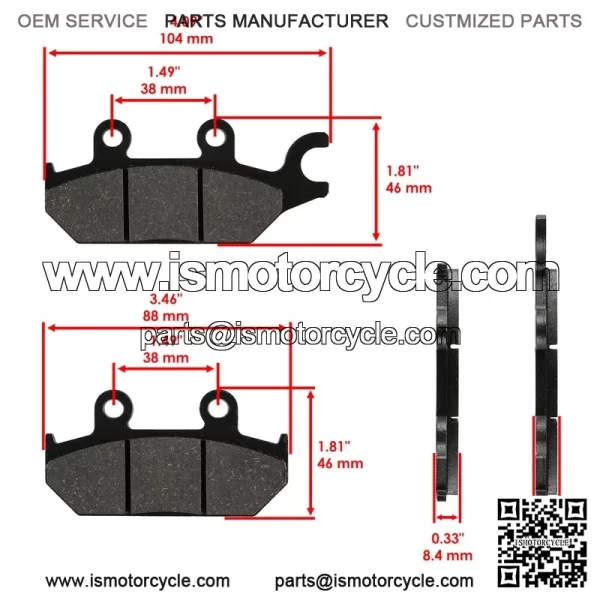 Front Rear Brake Pads for Can-am Commander Max 1000 XT LTD 2014-2018 Left Right - Image 4