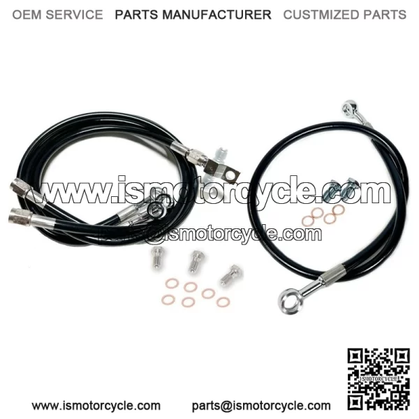 Steel Braided Brake Lines Black +2" Front +0" Rear TRX 450R TRX 450ER - Image 3