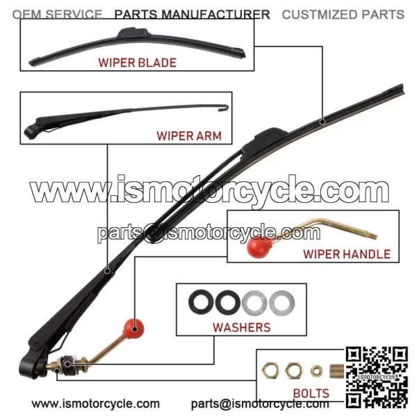 2Set UTV Manual Hand Operated Windshield Wiper for Honda Kawasaki Teryx Polaris For: More than one vehicle - Image 2