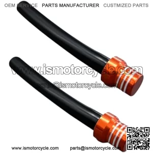 2 PCS Breather Hose Gas Fuel Tank Cap, CNC One Way Tank Valve Vent Tube with Aluminum Breather Valve, Universal for ATV Quad CRF YZF RMZ KLX DRZ Pit Dirt Bike Motorcycle Orange