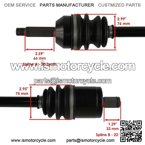 Front CV Axle For Polaris Ranger ETX 2015 2016 / Ranger EV Liion 2016 / 1333238 - Image 3