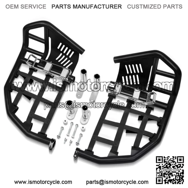 For Yamaha YFZ 450 Nerf Bars Pro Peg Heel Guard Black Bars With Black Nets - Image 4