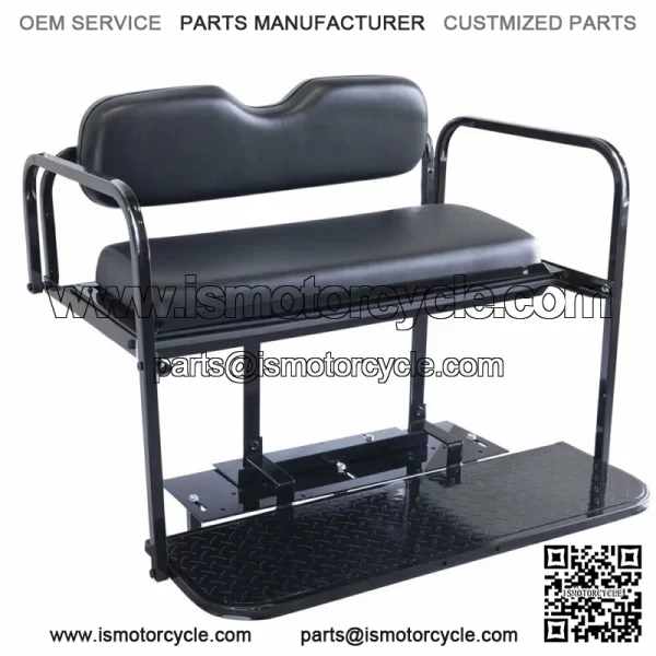 Yamaha Drive2 Golf Cart Flip Folding Rear Back Seat Kit - Black Cushions